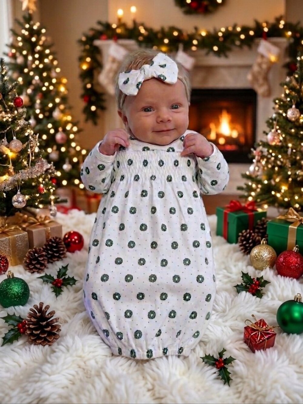 Precious! 2pc Baby Girl Christmas Holly Outfit 0-6 mos by Starting Out NWT